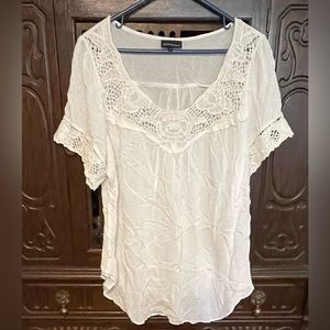 Addition Elle Off White Lace Trim Blouse